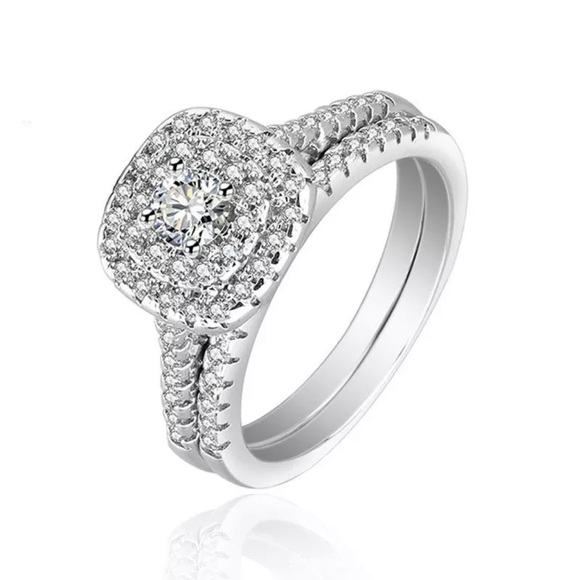 ✨2 Piece Double Halo Set✨18K White Gold✨ - Picture 4 of 7